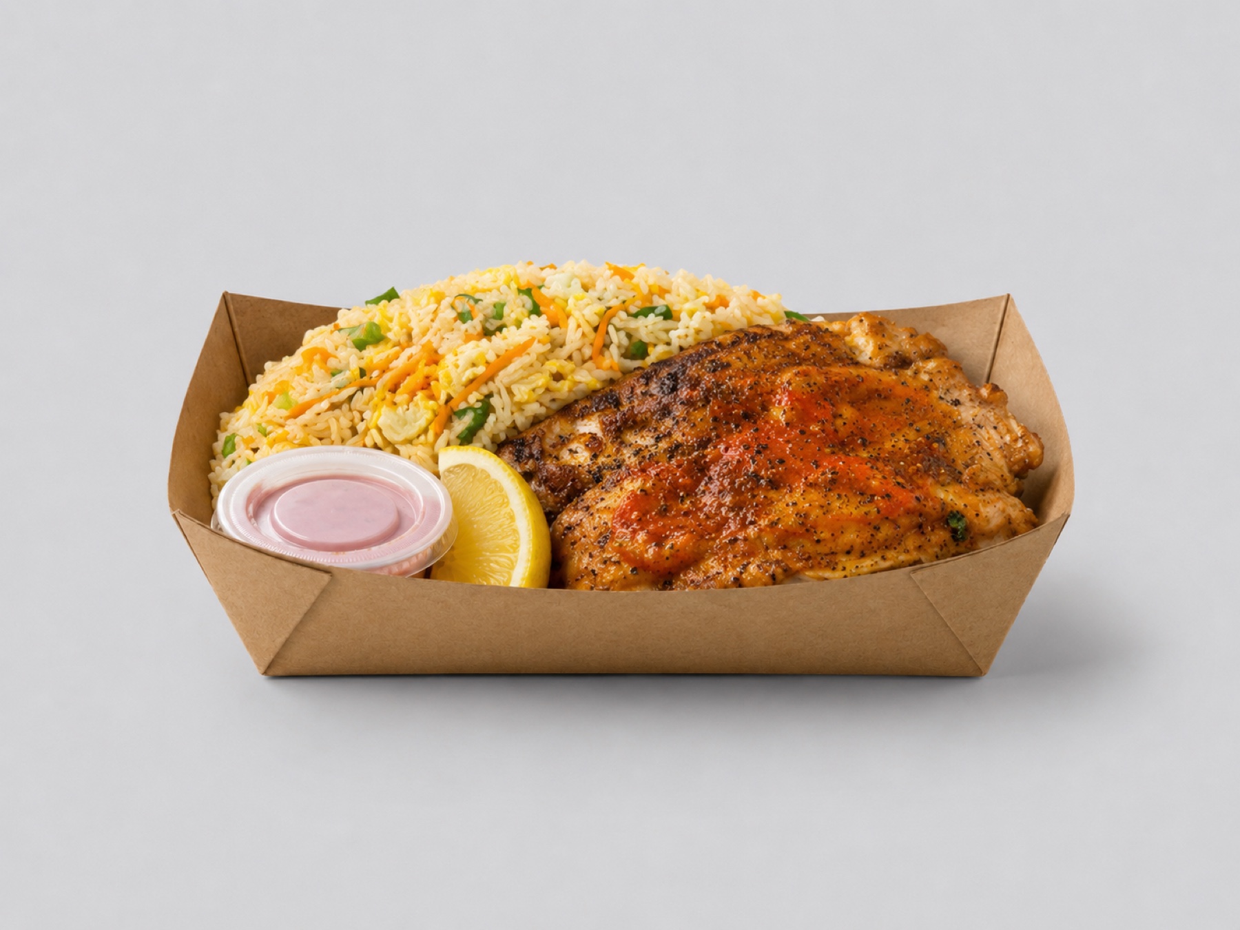 Moxies quarter chicken meal with fried rice